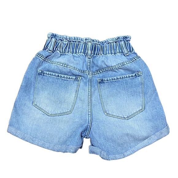 KanCan Denim Paperbag Waist Shorts Cuffed Rolled Blue Jeans Preppy Size Small - Picture 2 of 7